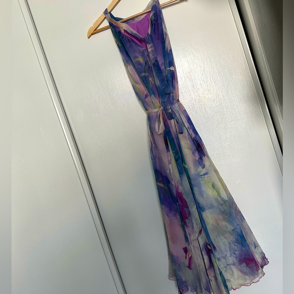 Summer Casual Dress, Maxi Slip Dress, V-Neck, Beach Dress, Watercolor Dress